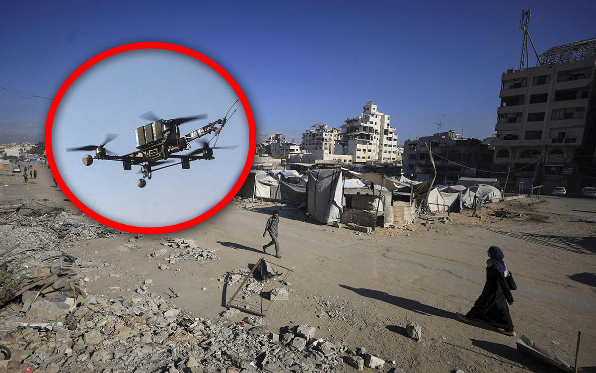 Niños buscan refugio bajo carrito mientras dron israelí dispara en Gaza