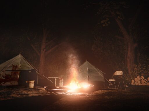 Terror slasher en el bosque en Campamento Miasma