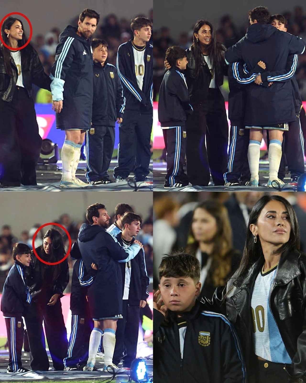 Antonela Roccuzzo apoyando a Leo Messi en su despedida