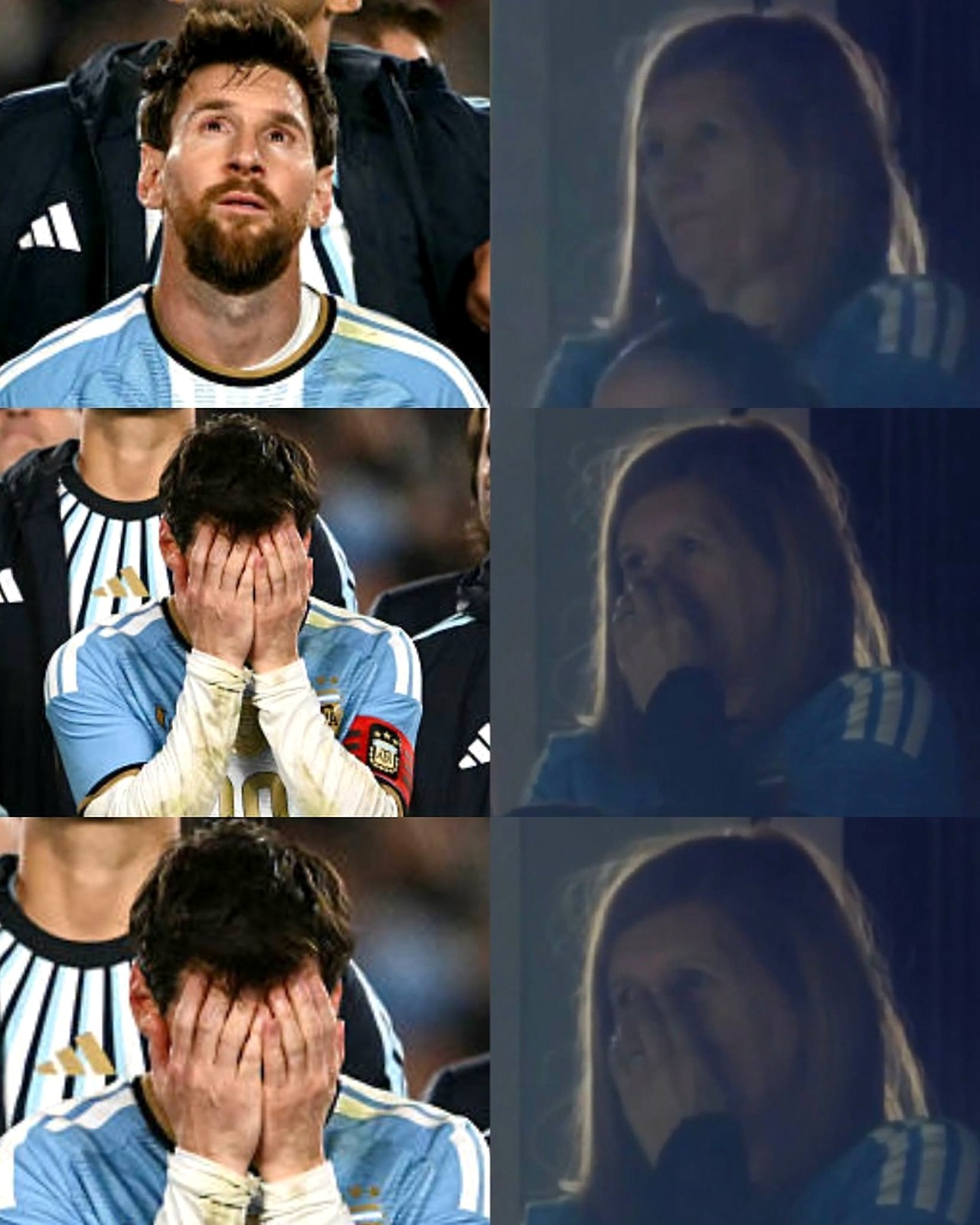 Lionel Messi quebrado en llanto y su familia conmovida
